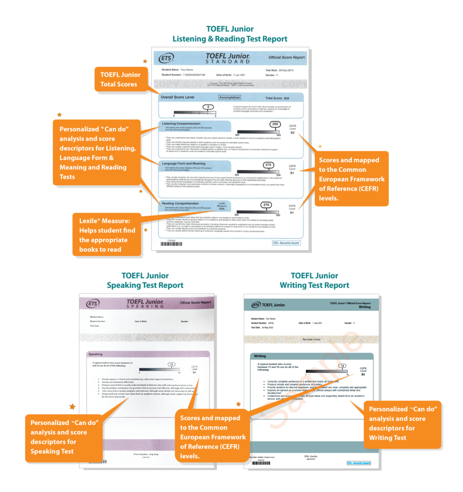 The sample and description of TOEFL Junior® Score Report The sample and description of TOEFL Junior® Score Report